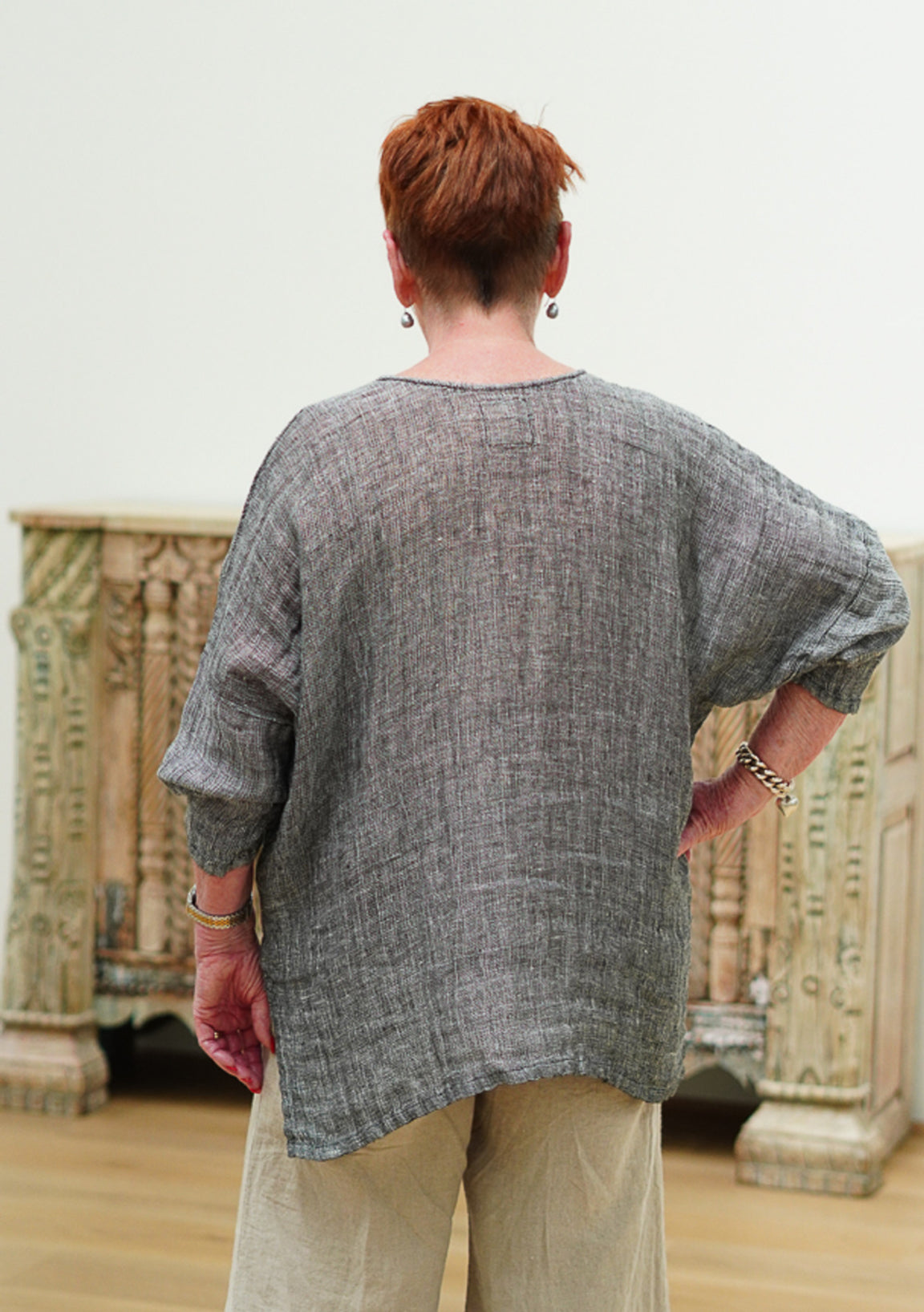 Rustic Linen - Valentina Top - Black & White Woven