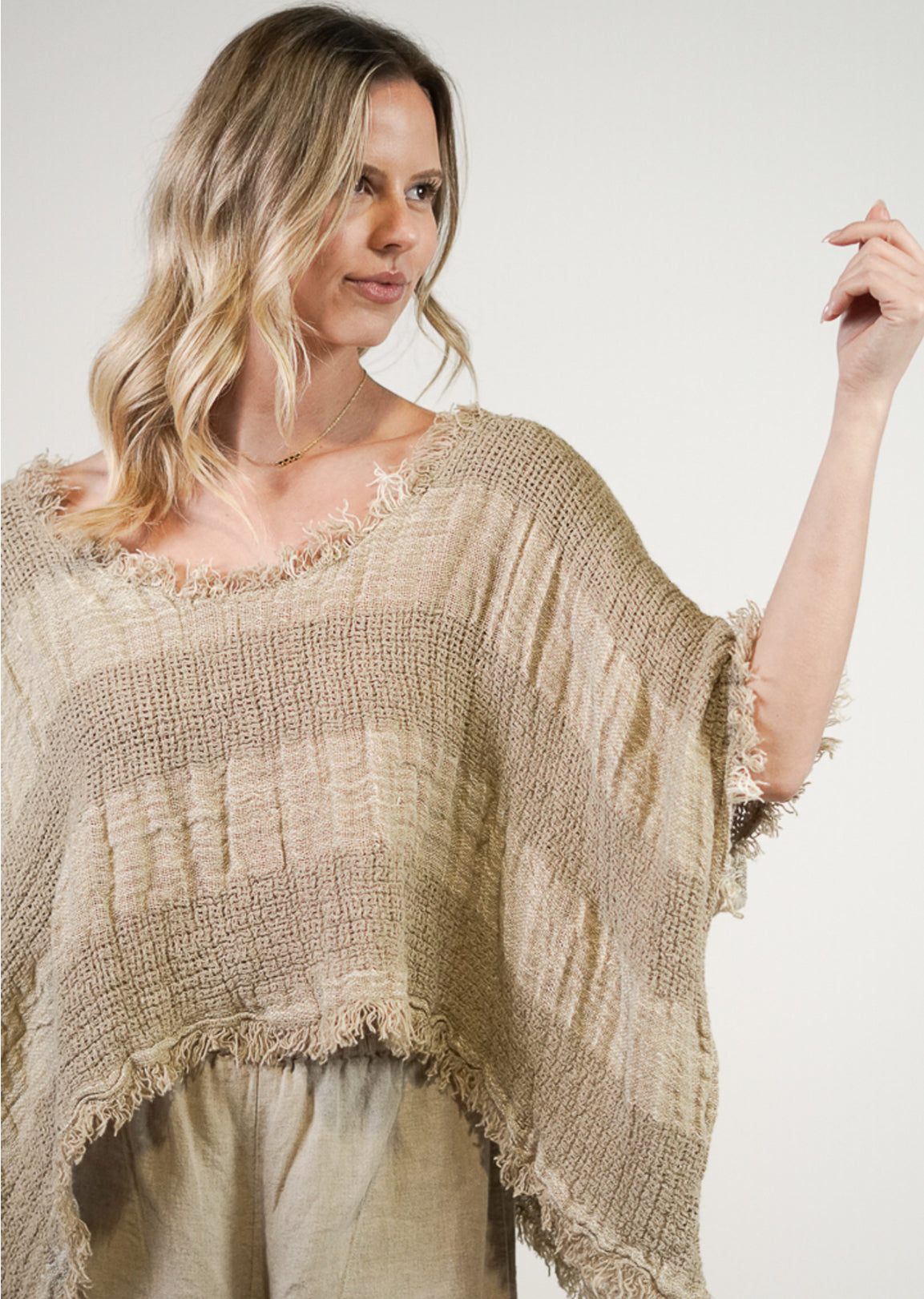 Rustic Linen - Sarita Linen Top - Natural & White Ombre
