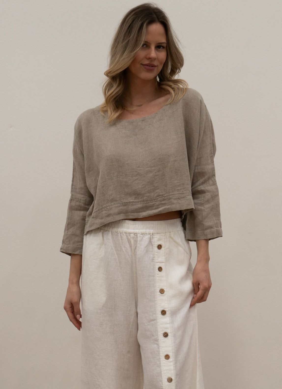 RUSTIC Linen - Elena Crop Top - Natural