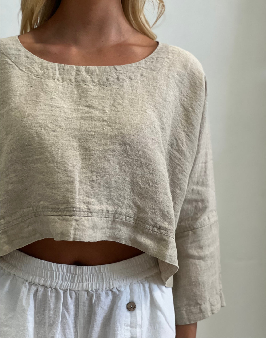 RUSTIC Linen - Elena Crop Top - Natural