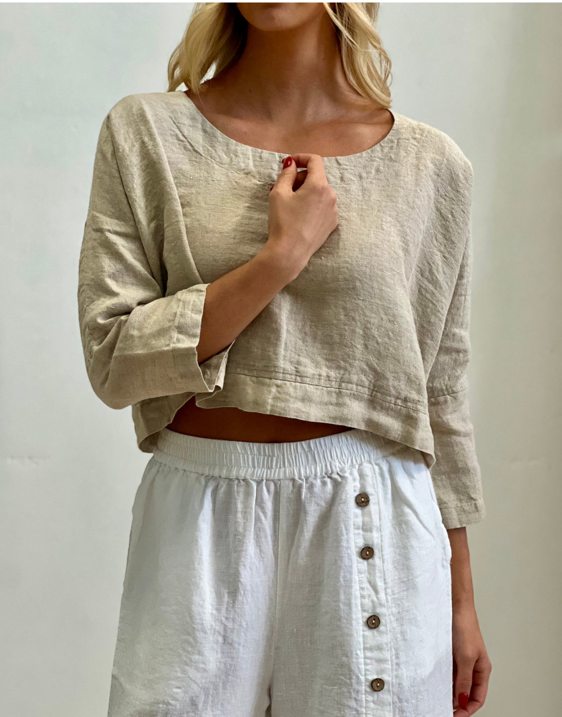 RUSTIC Linen - Elena Crop Top - Natural