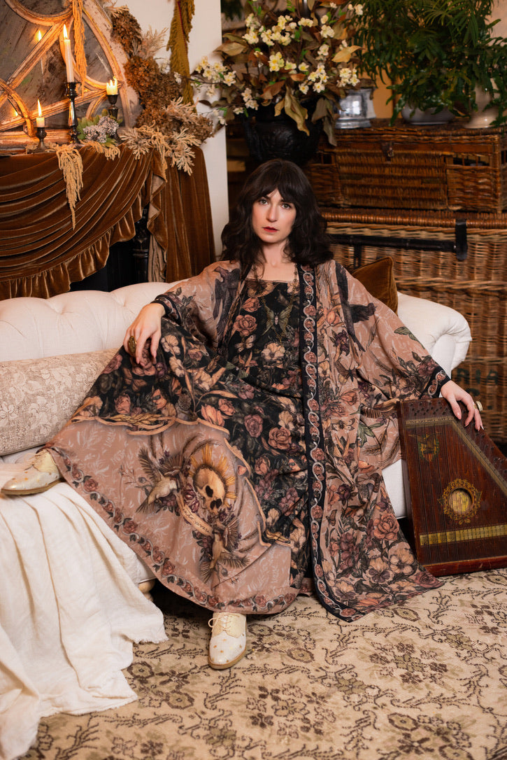 PRE-ORDER - Market Of Stars - Momento - Opera Duster Bamboo Kimono Duster Robe - Starlings & Skull