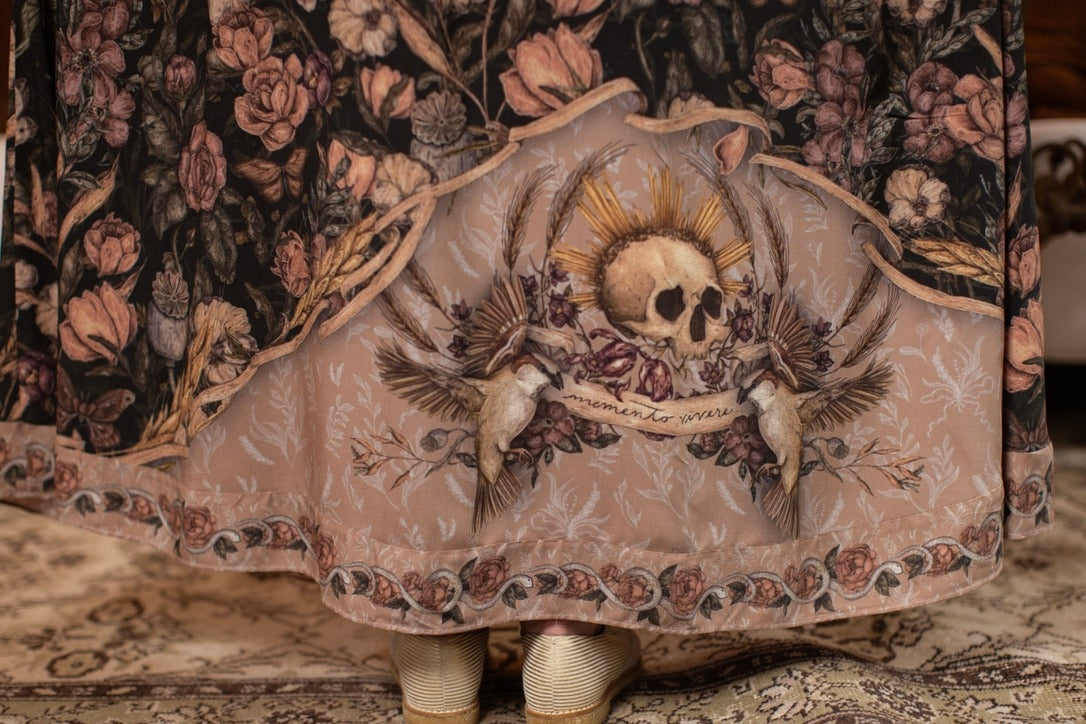 PRE-ORDER - Market Of Stars - Momento - Long Maxi Bohéme Slip Dress - Floral & Skull