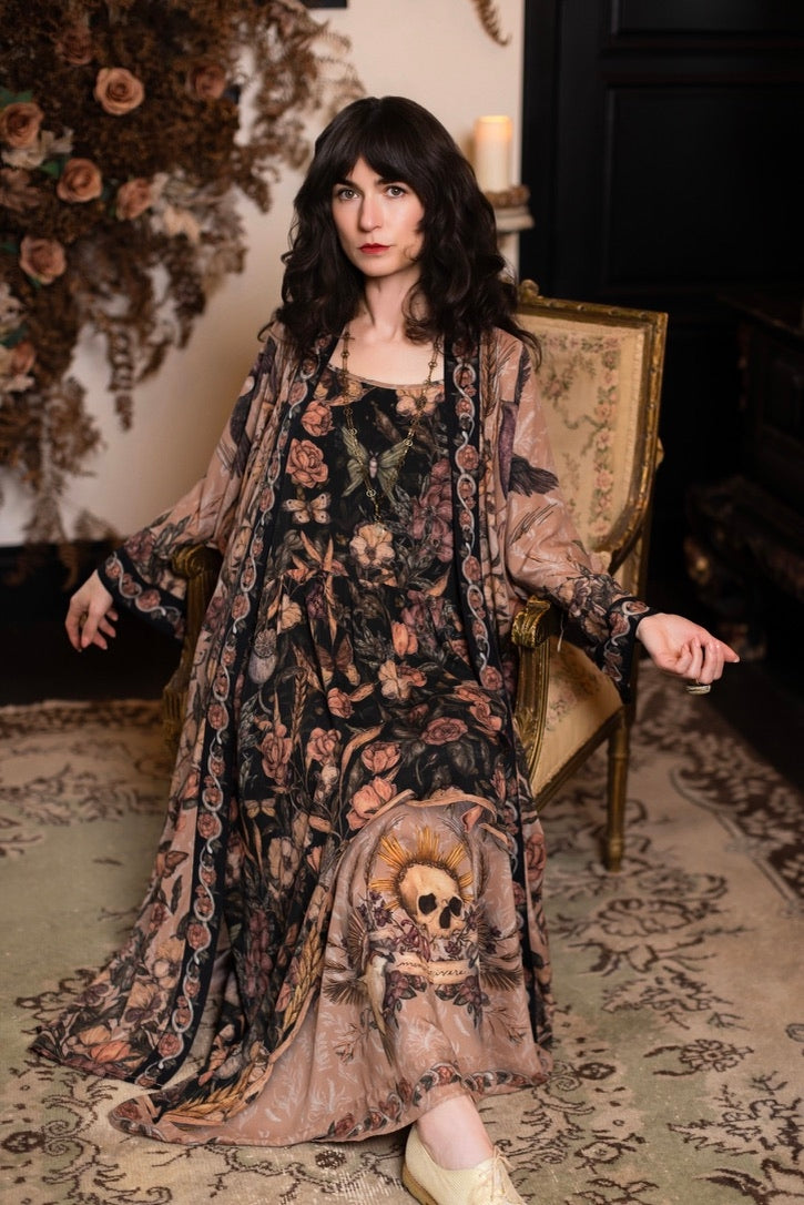 PRE-ORDER - Market Of Stars - Momento - Opera Duster Bamboo Kimono Duster Robe - Starlings & Skull