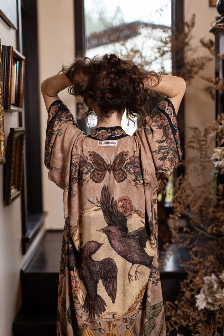 PRE-ORDER - Market Of Stars - Momento - Opera Duster Bamboo Kimono Duster Robe - Starlings & Skull