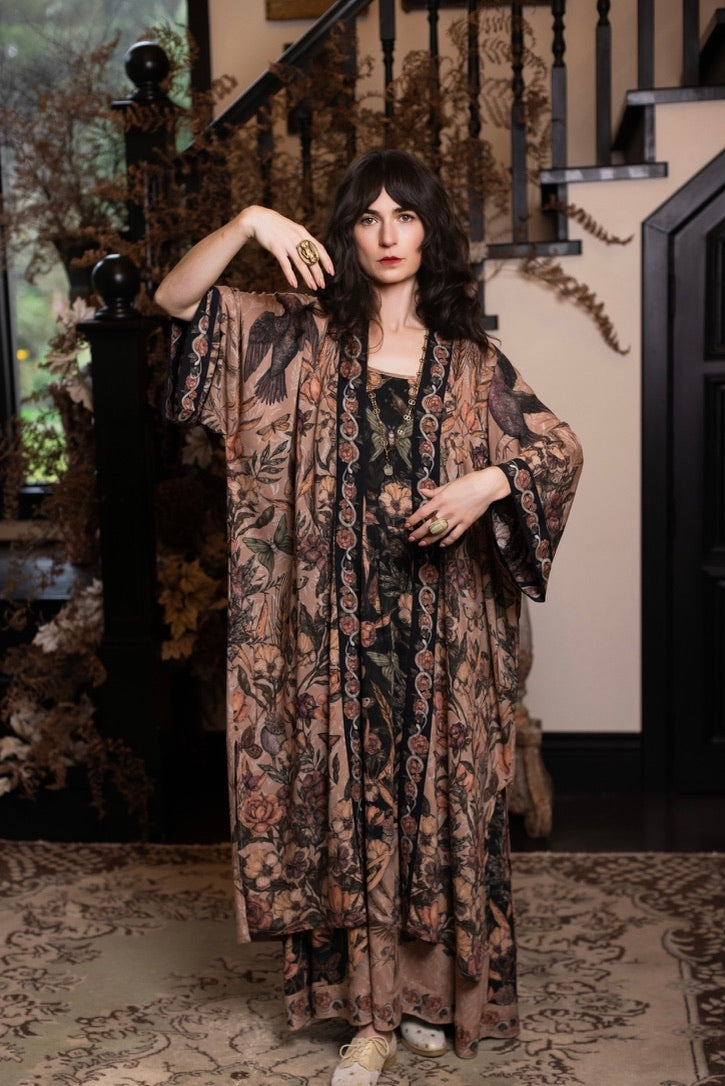 PRE-ORDER - Market Of Stars - Momento - Opera Duster Bamboo Kimono Duster Robe - Starlings & Skull