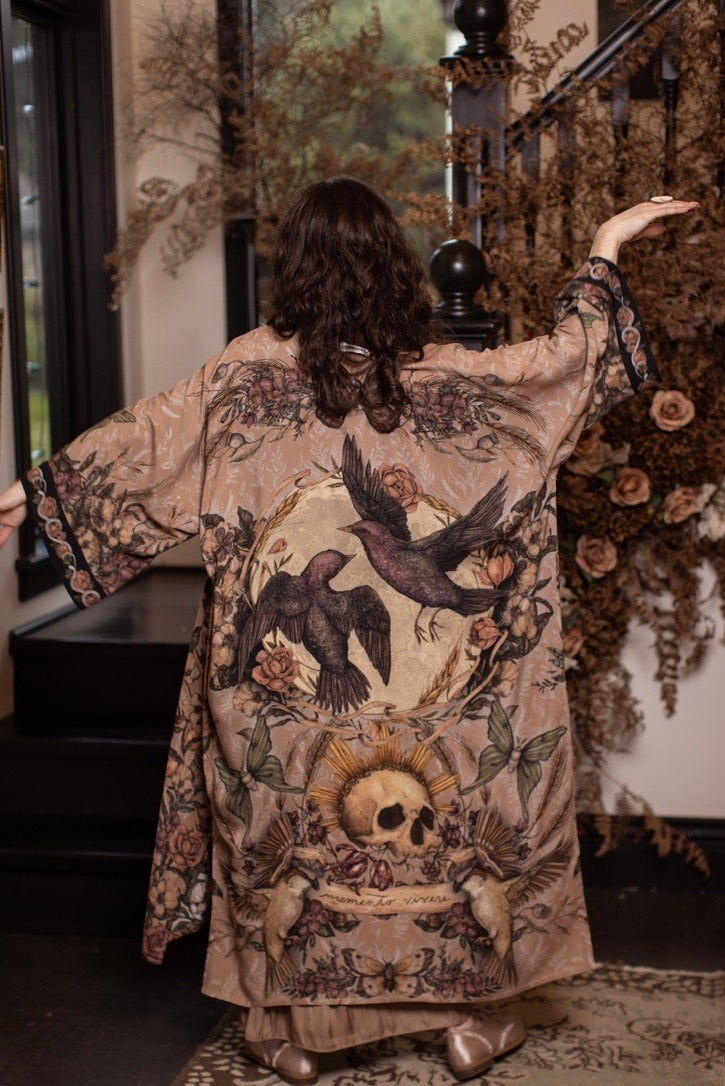 PRE-ORDER - Market Of Stars - Momento - Opera Duster Bamboo Kimono Duster Robe - Starlings & Skull