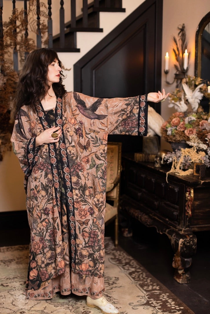 PRE-ORDER - Market Of Stars - Momento - Opera Duster Bamboo Kimono Duster Robe - Starlings & Skull