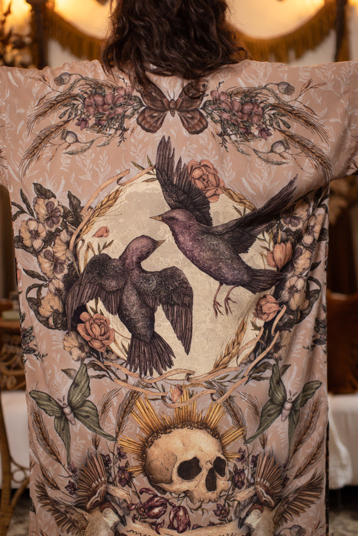 PRE-ORDER - Market Of Stars - Momento - Opera Duster Bamboo Kimono Duster Robe - Starlings & Skull