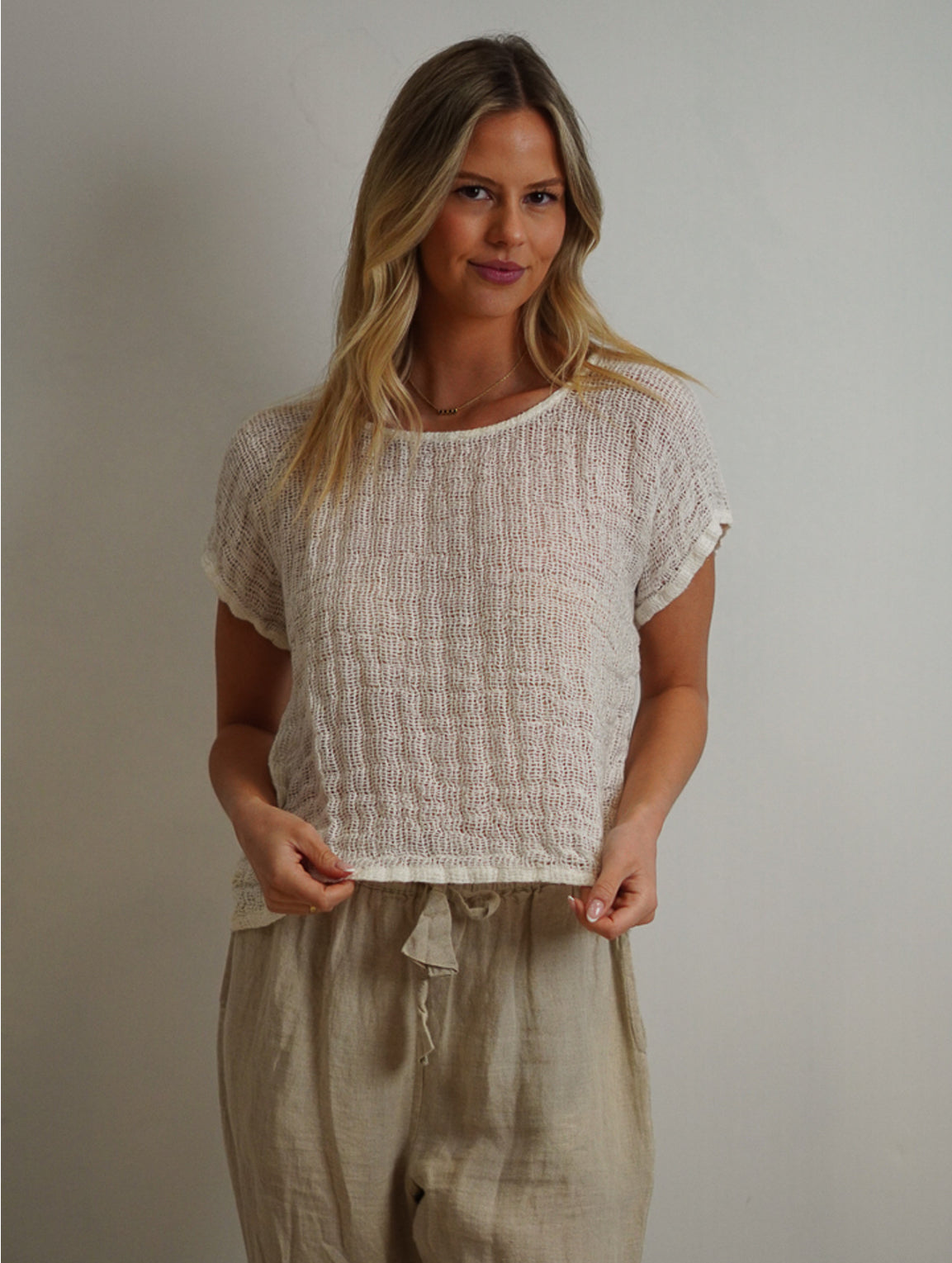 RUSTIC Linen - Carina Box Top - Ivory