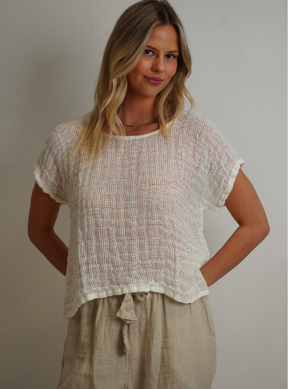 RUSTIC Linen - Carina Box Top - Ivory