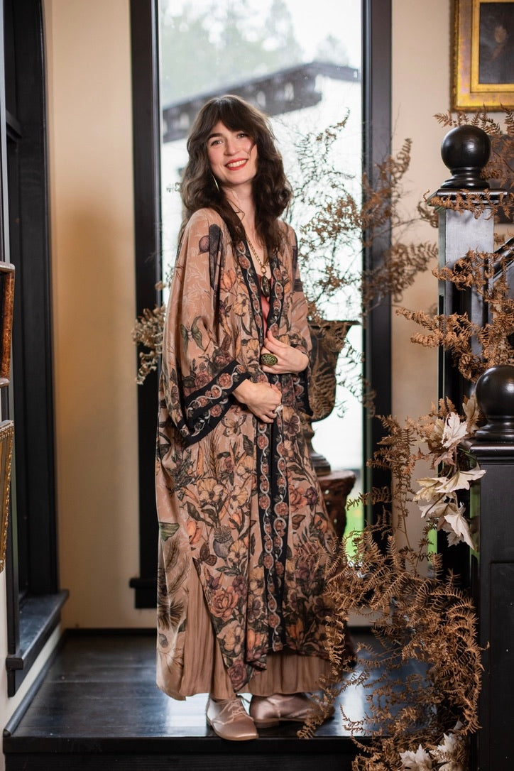 PRE-ORDER - Market Of Stars - Momento - Opera Duster Bamboo Kimono Duster Robe - Starlings & Skull