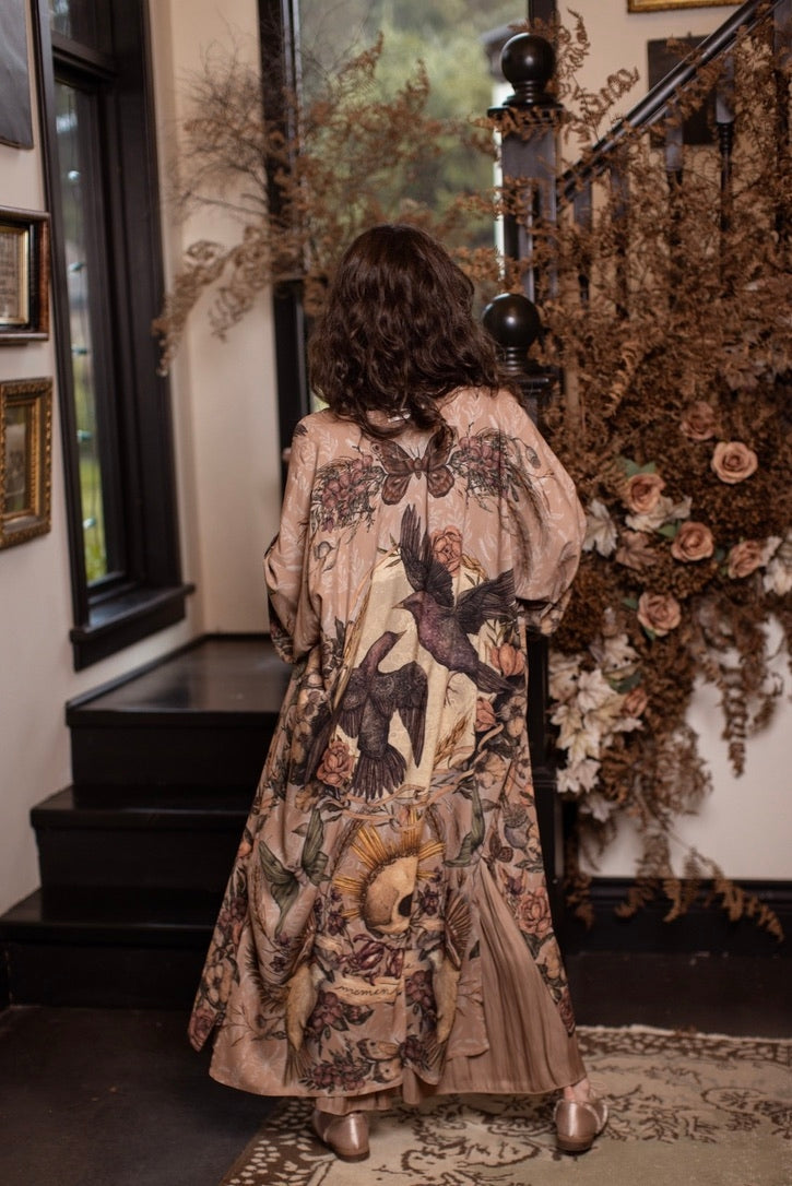 PRE-ORDER - Market Of Stars - Momento - Opera Duster Bamboo Kimono Duster Robe - Starlings & Skull