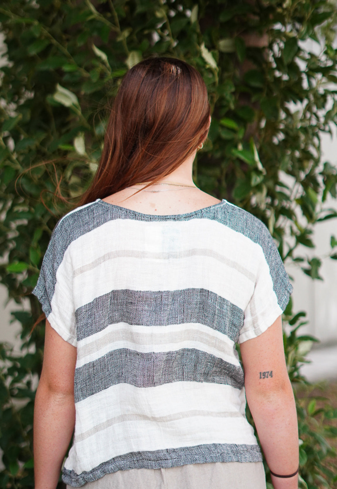RUSTIC Linen - Carina Box Top - Black Stripe