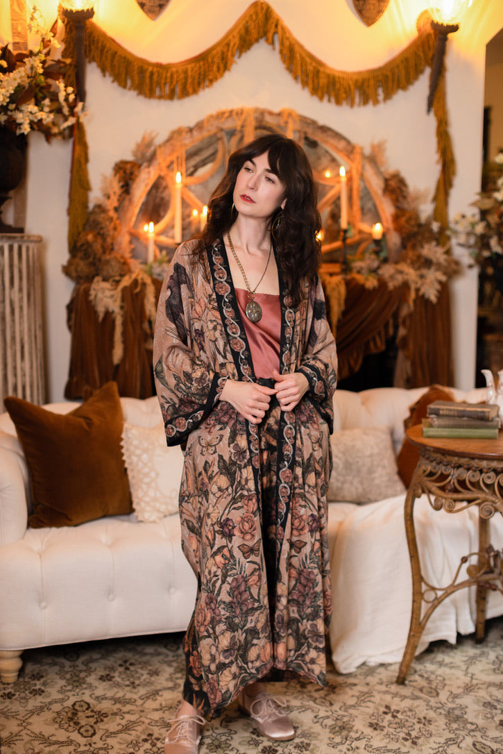 PRE-ORDER - Market Of Stars - Momento - Opera Duster Bamboo Kimono Duster Robe - Starlings & Skull