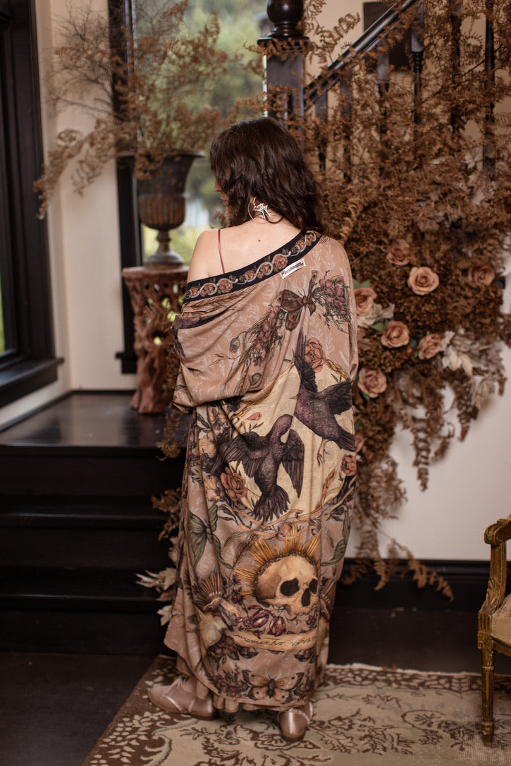PRE-ORDER - Market Of Stars - Momento - Opera Duster Bamboo Kimono Duster Robe - Starlings & Skull