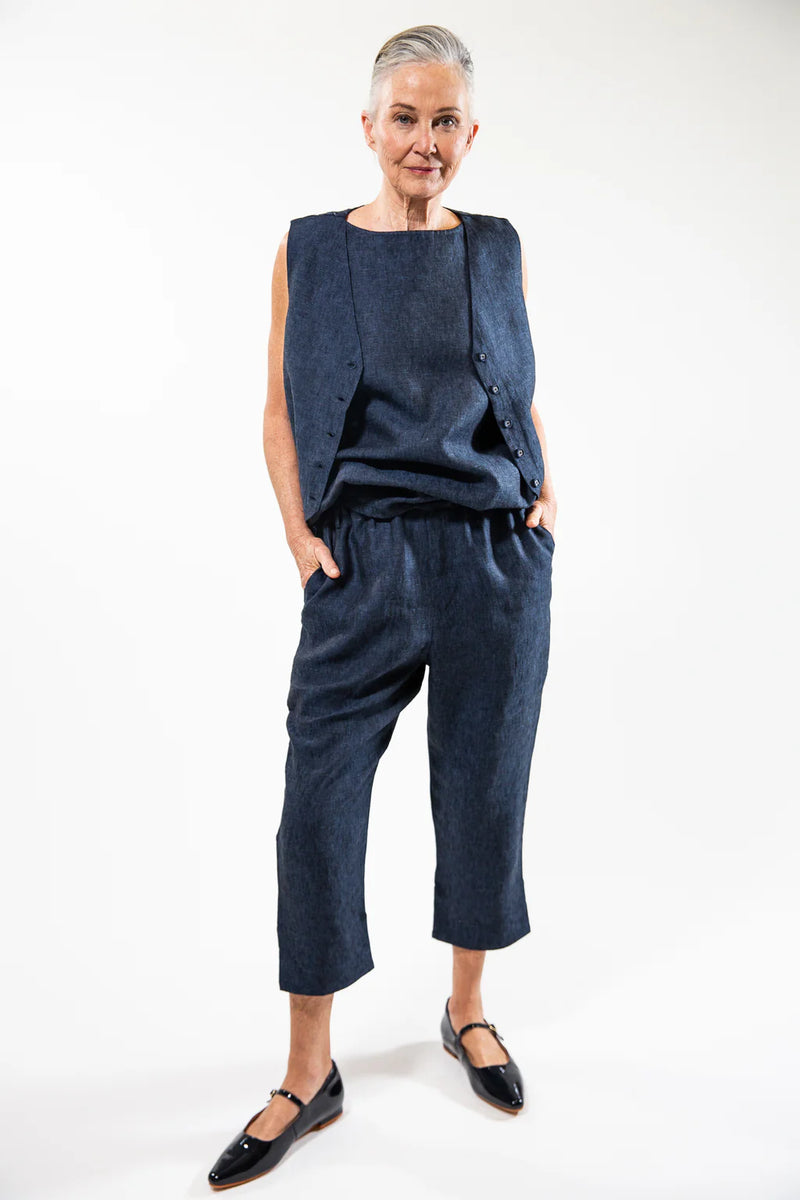 Eva’s Sunday ‘Teddy’ Linen Pant - Navy