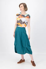 Olga De Polga ‘Milwaukee’ Fiesta Slub Linen Skirt - Teal