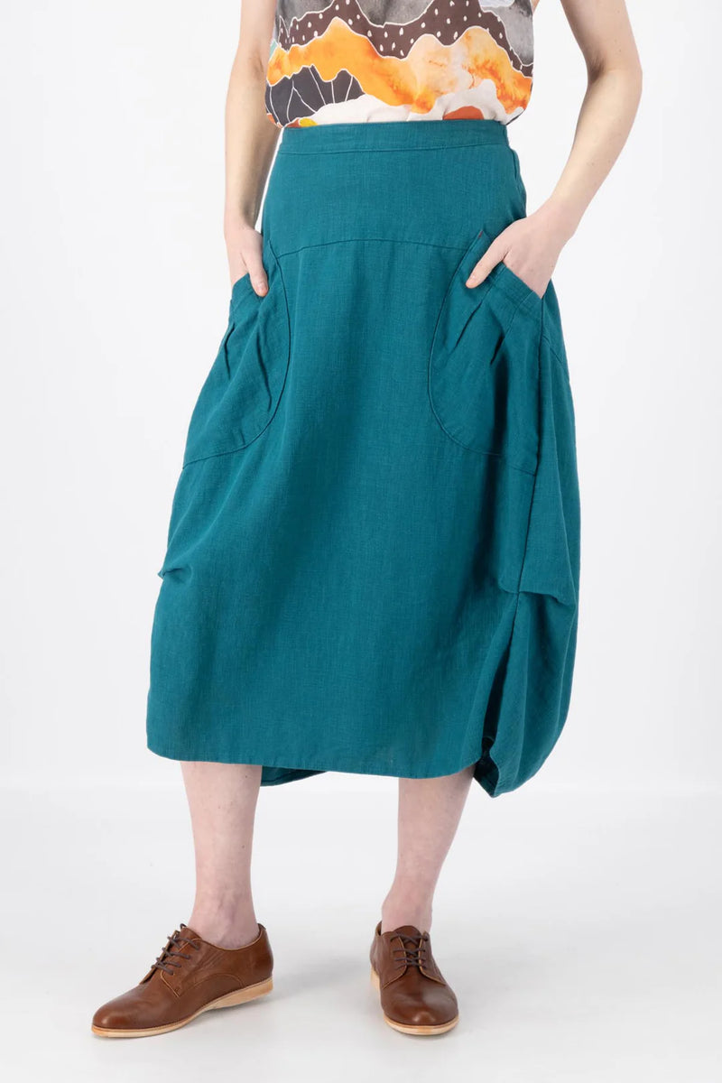 Olga De Polga ‘Milwaukee’ Fiesta Slub Linen Skirt - Teal