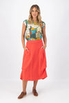 Olga De Polga ‘Milwaukee’ Fiesta Slub Linen Skirt - Watermelon