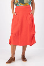 Olga De Polga ‘Milwaukee’ Fiesta Slub Linen Skirt - Watermelon