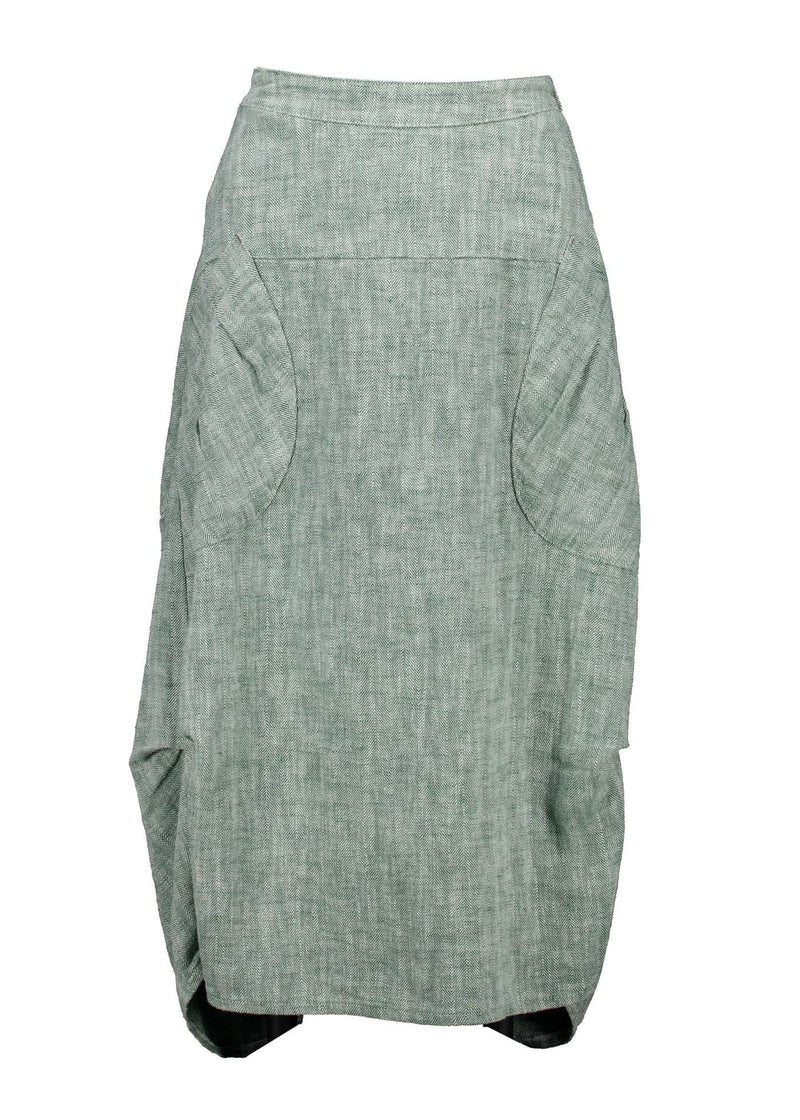 Olga De Polga Milwaukee ‘Panorama’ Herringbone Linen Skirt - Green