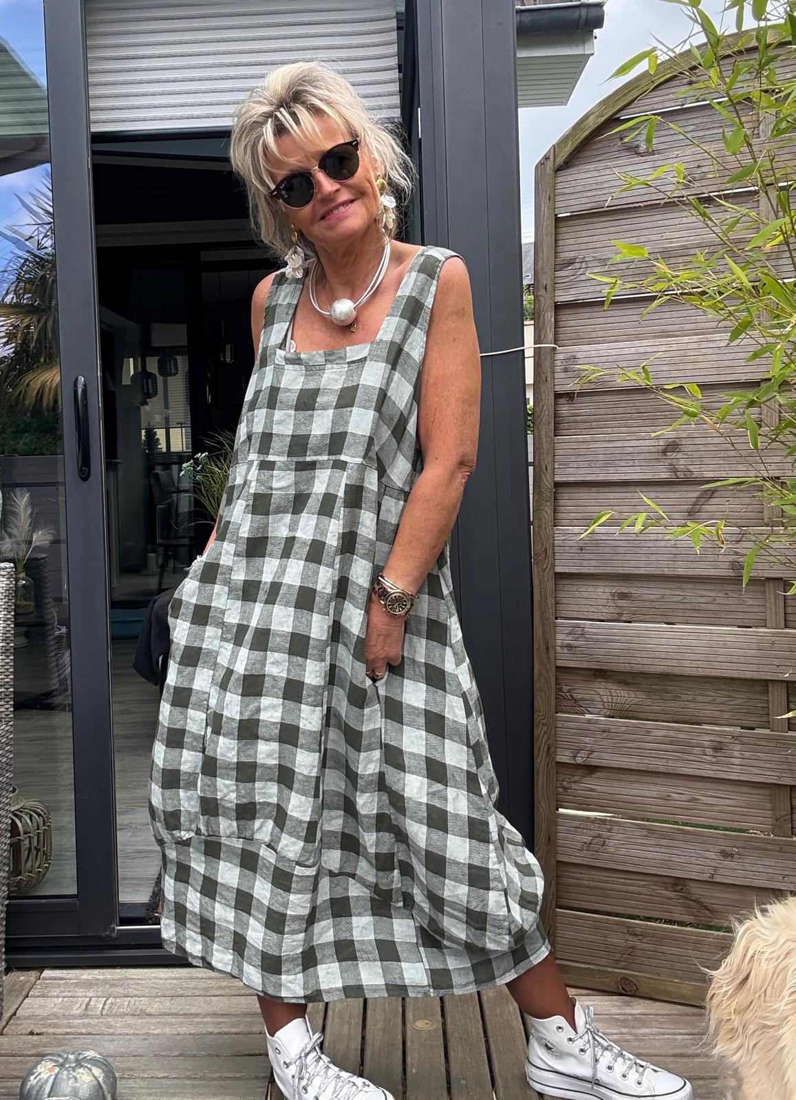 Italian Linen Dress with Pockets Gingham Check - Various Colours