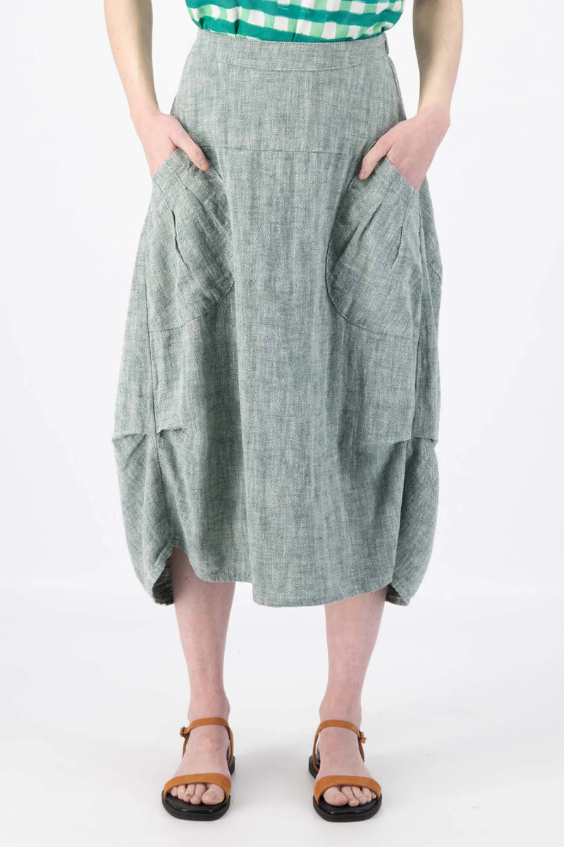 Olga De Polga Milwaukee ‘Panorama’ Herringbone Linen Skirt - Green