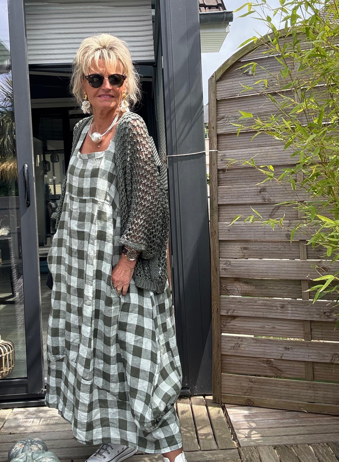 Italian Linen Dress with Pockets Gingham Check - Various Colours