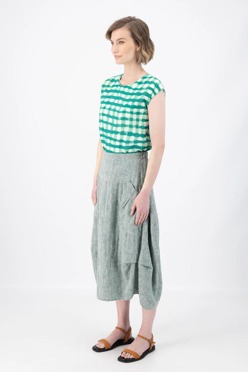 Olga De Polga Milwaukee ‘Panorama’ Herringbone Linen Skirt - Green