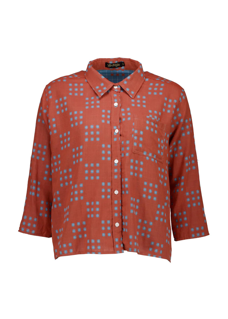 Olga De Polga ‘Network’ Woven Cotton Shirt - Orange - LAST - Size M