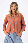 Olga De Polga ‘Network’ Woven Cotton Shirt - Orange - LAST - Size M