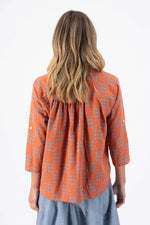 Olga De Polga ‘Network’ Woven Cotton Shirt - Orange - LAST - Size M