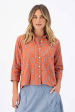 Olga De Polga ‘Network’ Woven Cotton Shirt - Orange - LAST - Size M