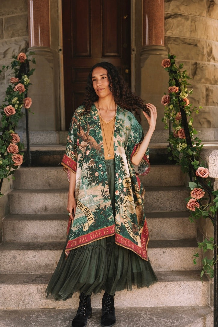 PRE-ORDER - Market Of Stars - Wildheart - Goddess Duster Bohemian Kimono - Unicorn, Castle & Florals