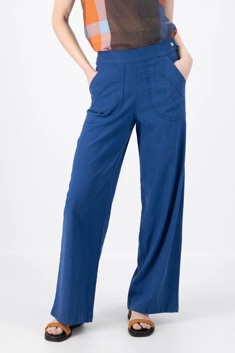 Olga De Polga ‘Peggy’ Long Linen Pants - Lino Cobalt Blue