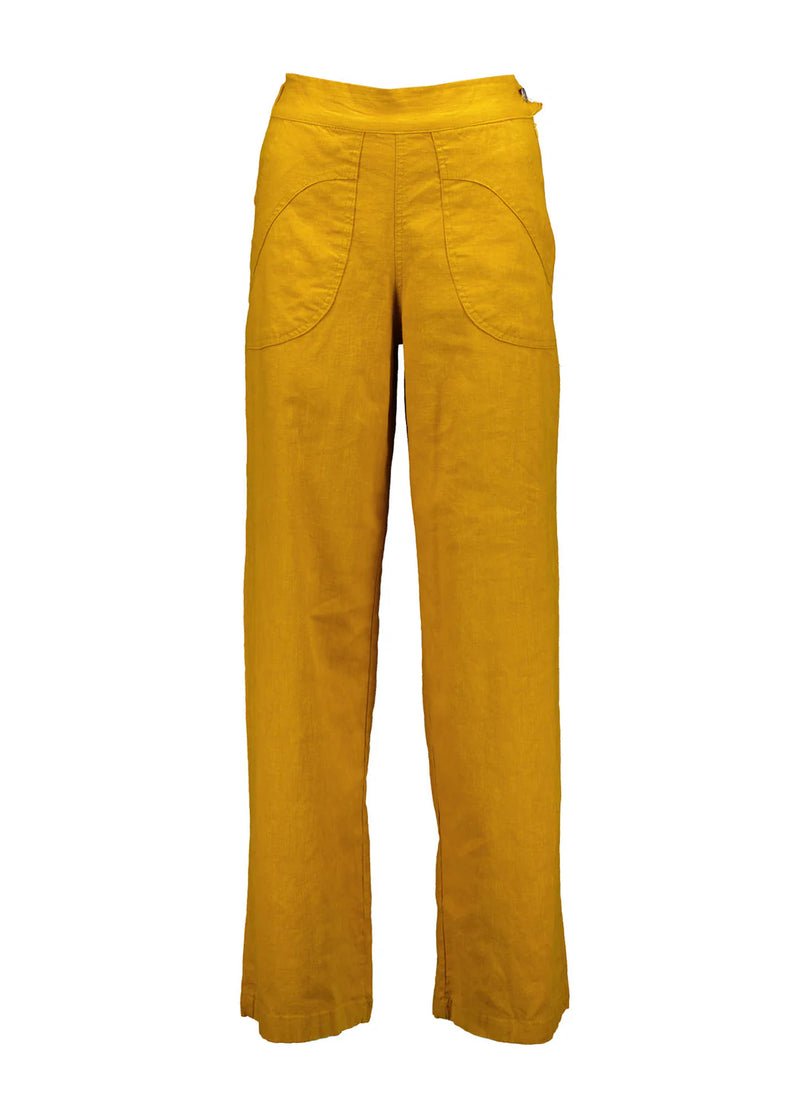 Olga De Polga ‘Peggy’ Long Linen Pants - Lino Yellow