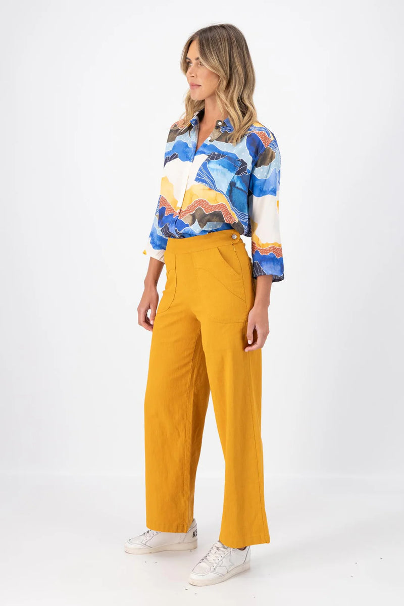 Olga De Polga ‘Peggy’ Long Linen Pants - Lino Yellow