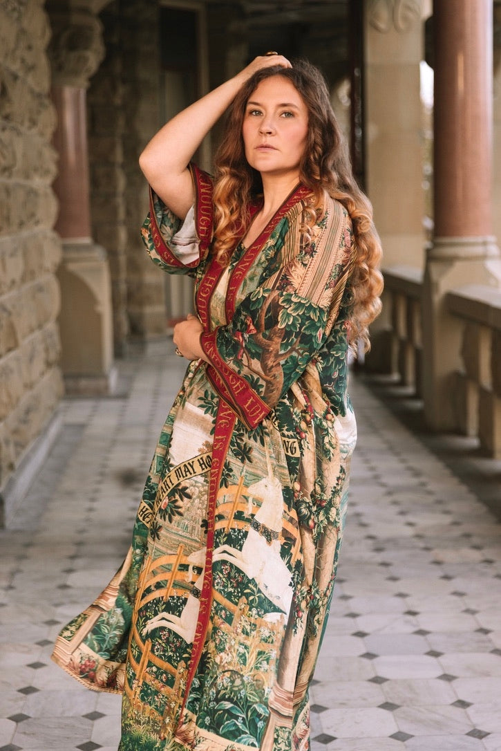 PRE-ORDER - Market Of Stars - Wildheart - Opera Duster Bamboo Kimono Duster Robe - Unicorn & Castle
