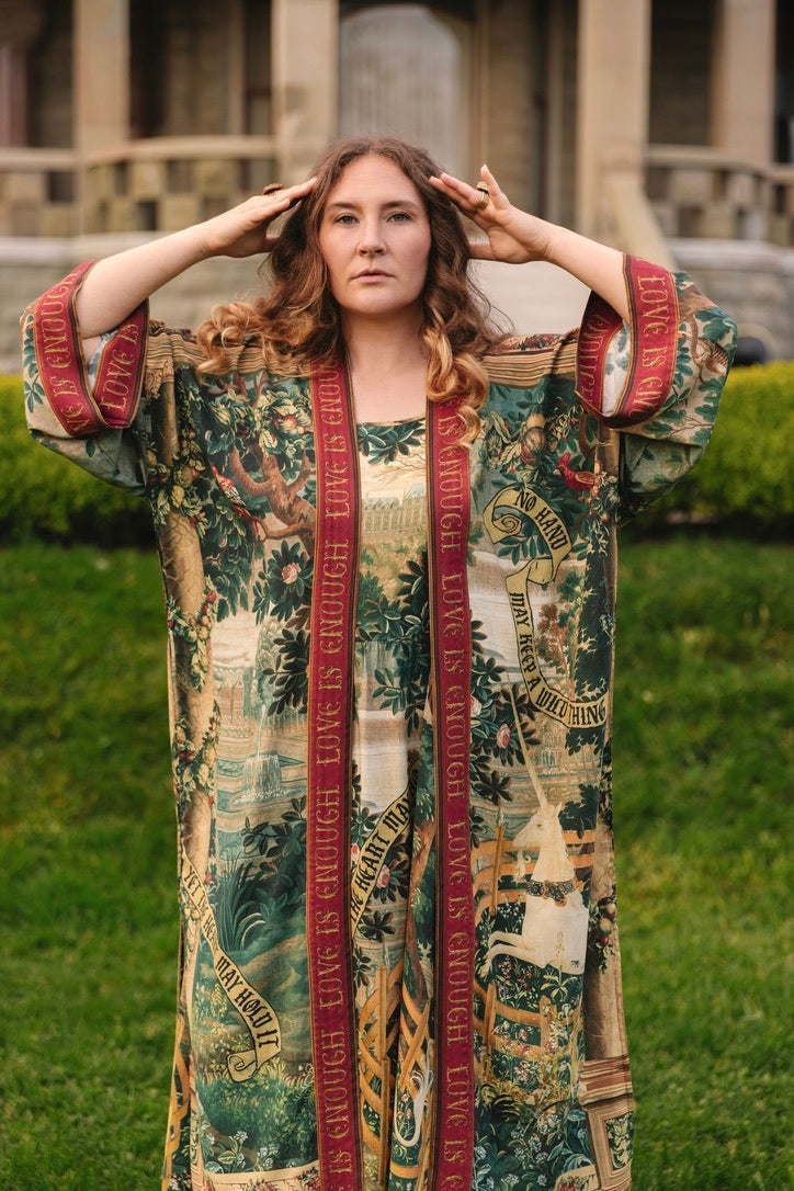 PRE-ORDER - Market Of Stars - Wildheart - Opera Duster Bamboo Kimono Duster Robe - Unicorn & Castle