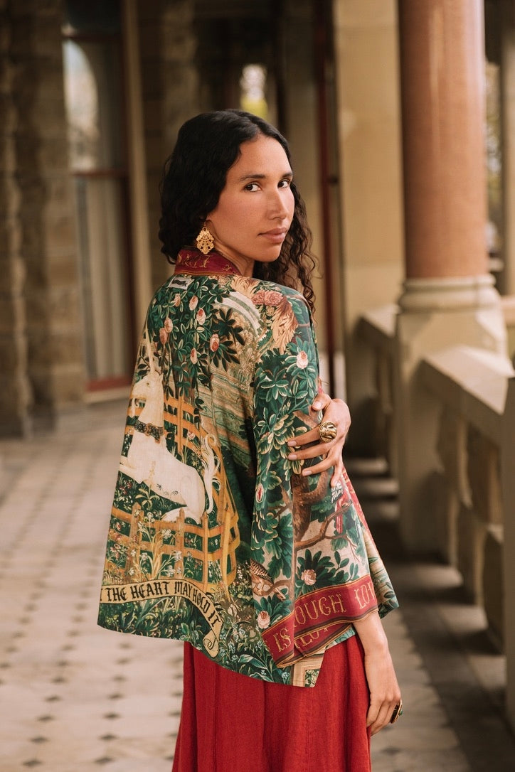 PRE-ORDER - Market Of Stars - Wildheart - Pixie Duster Crop Kimono - Unicorn & Castle