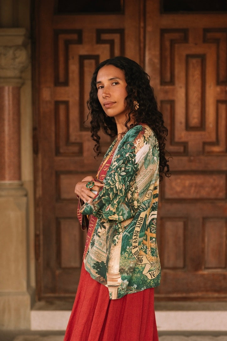 PRE-ORDER - Market Of Stars - Wildheart - Pixie Duster Crop Kimono - Unicorn & Castle