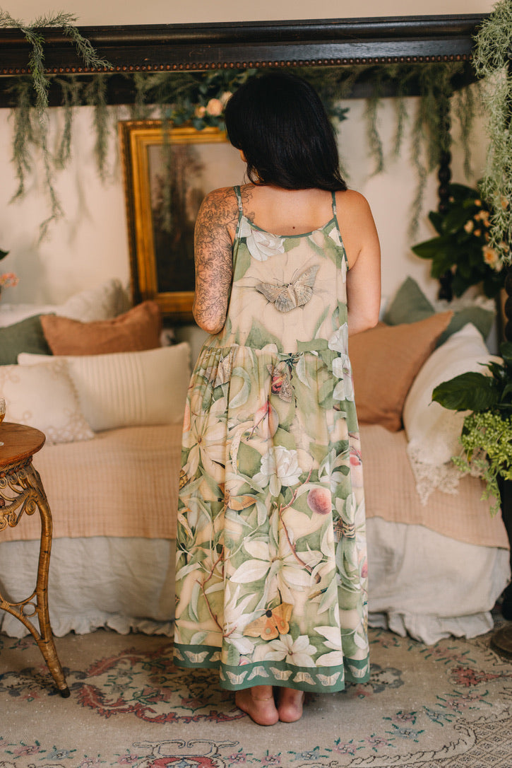 Market Of Stars - Fleur De Soleil - Long Maxi Bohéme Slip Dress - Florals & Butterfly