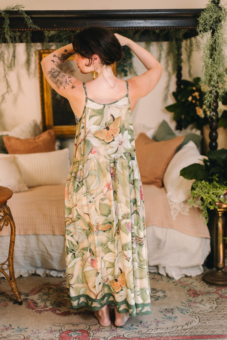 Market Of Stars - Fleur De Soleil - Long Maxi Bohéme Slip Dress - Florals & Butterfly