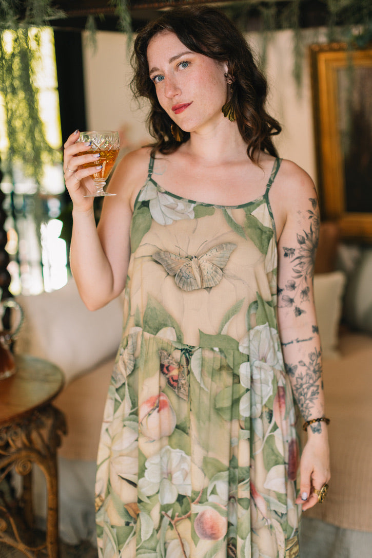 Market Of Stars - Fleur De Soleil - Long Maxi Bohéme Slip Dress - Florals & Butterfly