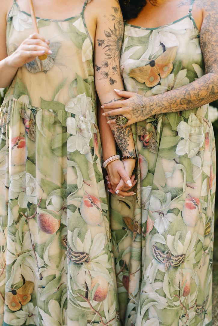 Market Of Stars - Fleur De Soleil - Long Maxi Bohéme Slip Dress - Florals & Butterfly