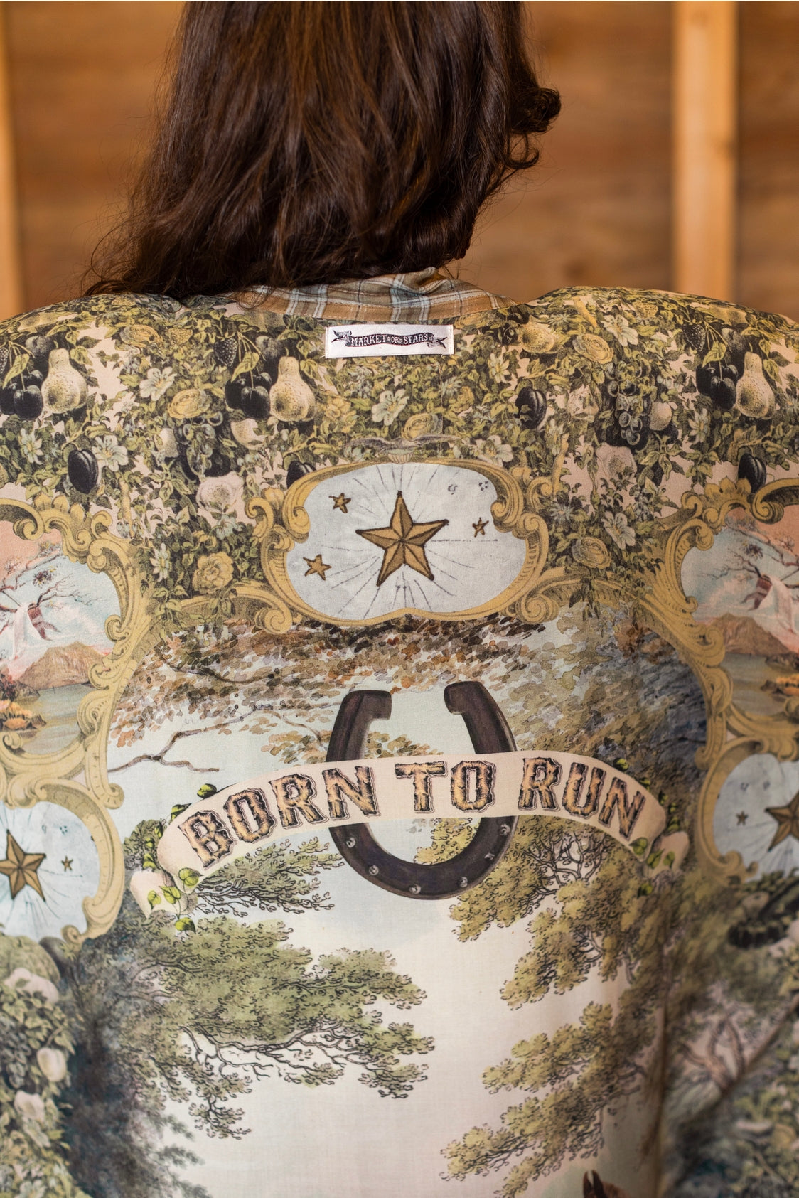 Market Of Stars - Born To Run - Opera Duster Kimono Coat Robe - Wild Horses & Floral