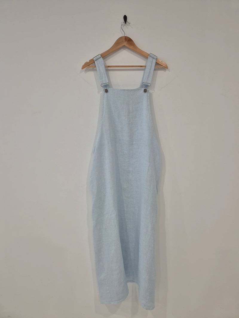 NEW Montaigne Linen Overall Style Midi Dress With Pockets- Various Colours