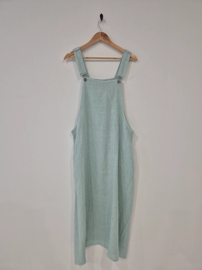 NEW Montaigne Linen Overall Style Midi Dress With Pockets- Various Colours