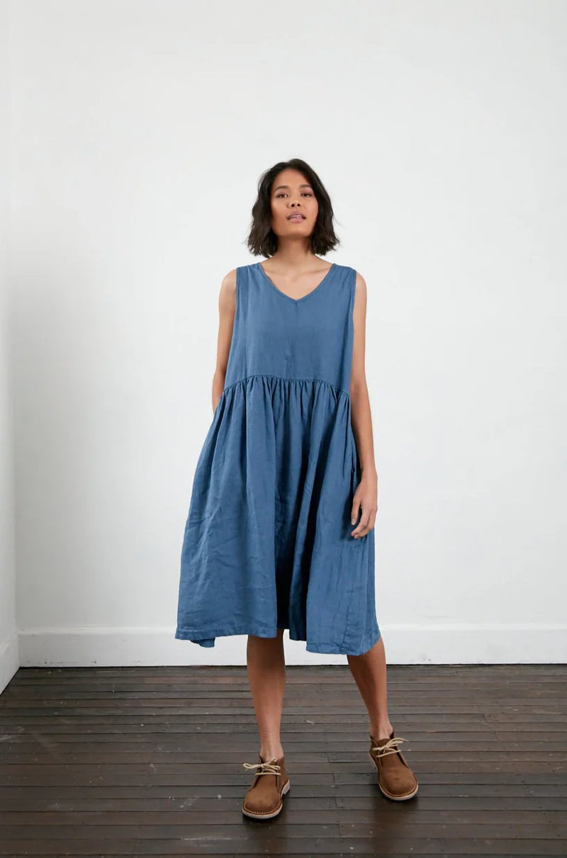 Montaigne ‘Adelaide’ Sleeveless Italian Linen Dress with Pockets - Various Colours